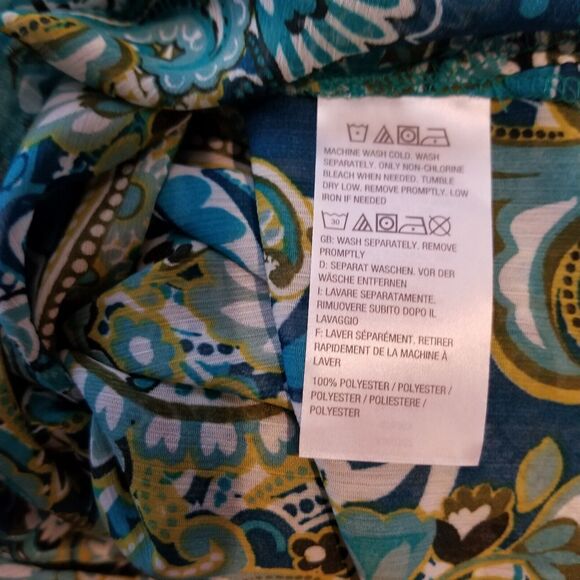 Susan Graver Women's Blouse Paisley Sheer Pleated Design V-Neckline Size Small - Picture 5 of 5